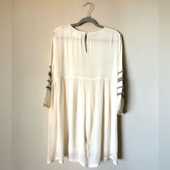 Ba&Sh Colombe Embroidered Boho Mini White Shift Dress Long Sleeve Size M - Picture 9 of 12